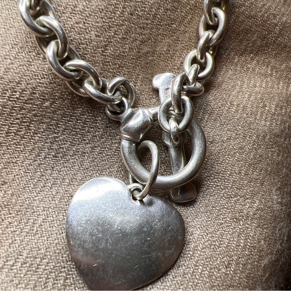 Vtg Joseph Esposito espo sig 925 sterling silver Rolo cable chain heart necklace - Picture 4 of 11
